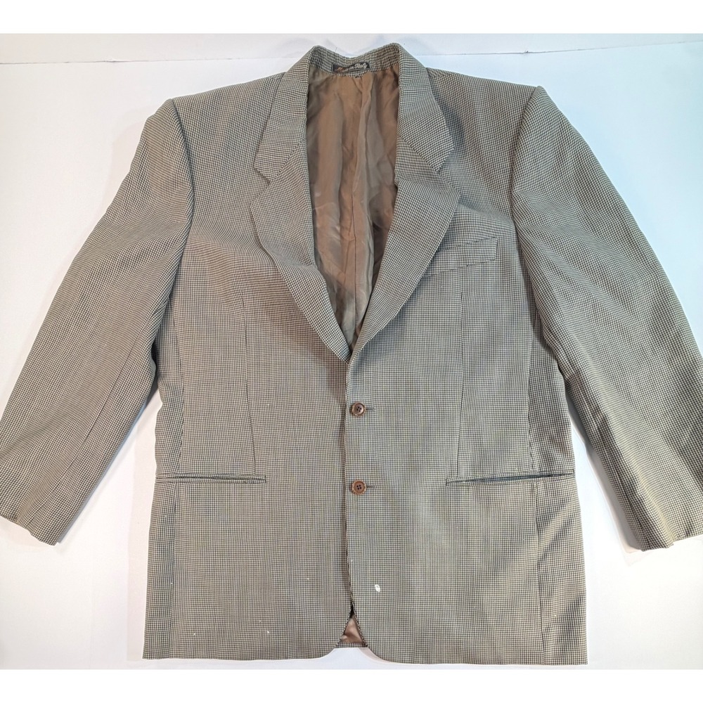 Valentino Uomo Mens Houndstooth Blazer Sport Coat Brown Tan Made in Italy 44R